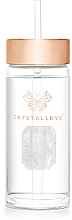 Glass Water Bottle with Rock Crystal & Tube, 400 ml - Crystallove Glass Water Bottle with Rock Crystal and Straw — photo N6