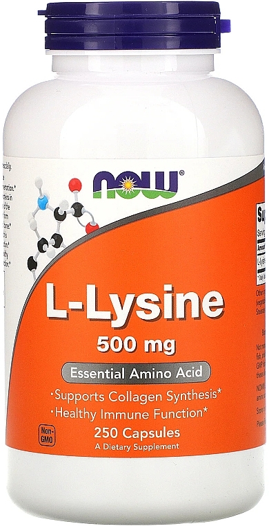 Capsules "L-Lysine", 500mg - Now Foods L-Lysine Capsules — photo N2