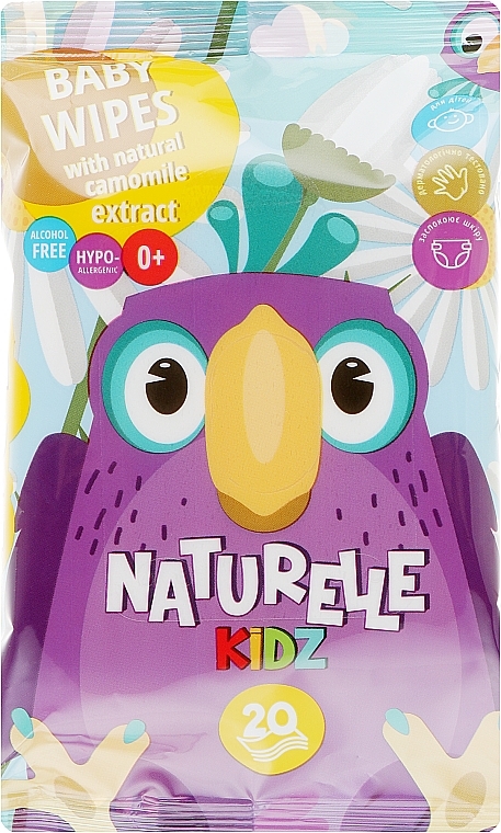 Kids Wet Wipes 'Chamomile', 20 pcs. - Naturelle Kidz Camomile Wet Wipes — photo N1