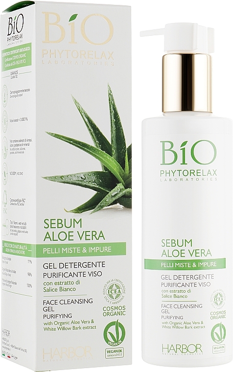 Aloe Vera Cleansing Gel - Phytorelax Laboratories Bio Phytorelax Sebum Aloe Vera Face Cleansing Gel Purifying — photo N1