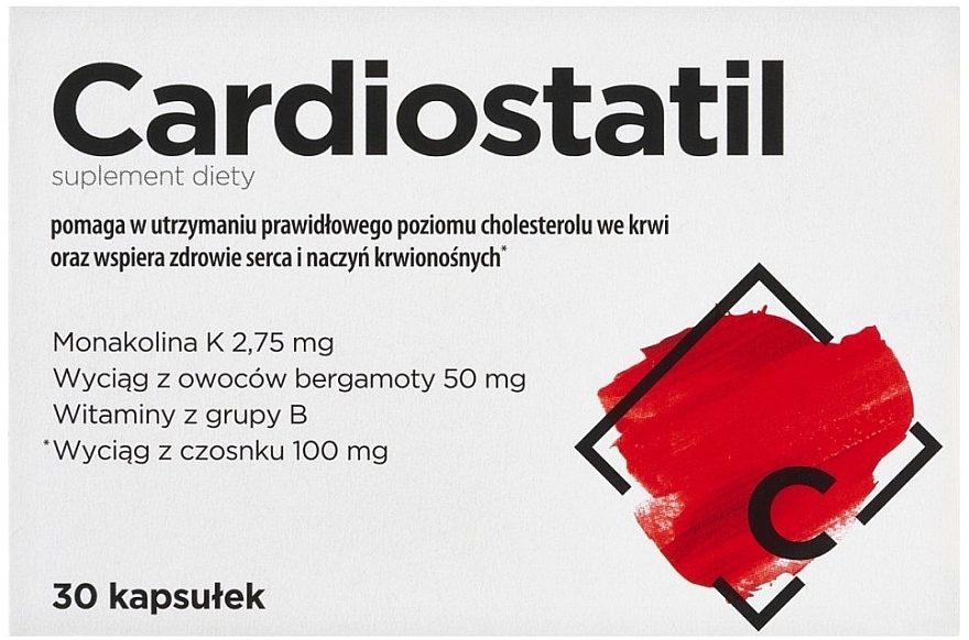 Dietary Supplement for Normal Blood Cholesterol & Healthy Heart Function - Aflofarm Cardiostatil — photo N1