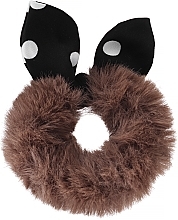 Fragrances, Perfumes, Cosmetics Hair Tie FA-5678+1, brown with black ears and white polka dots - Donegal