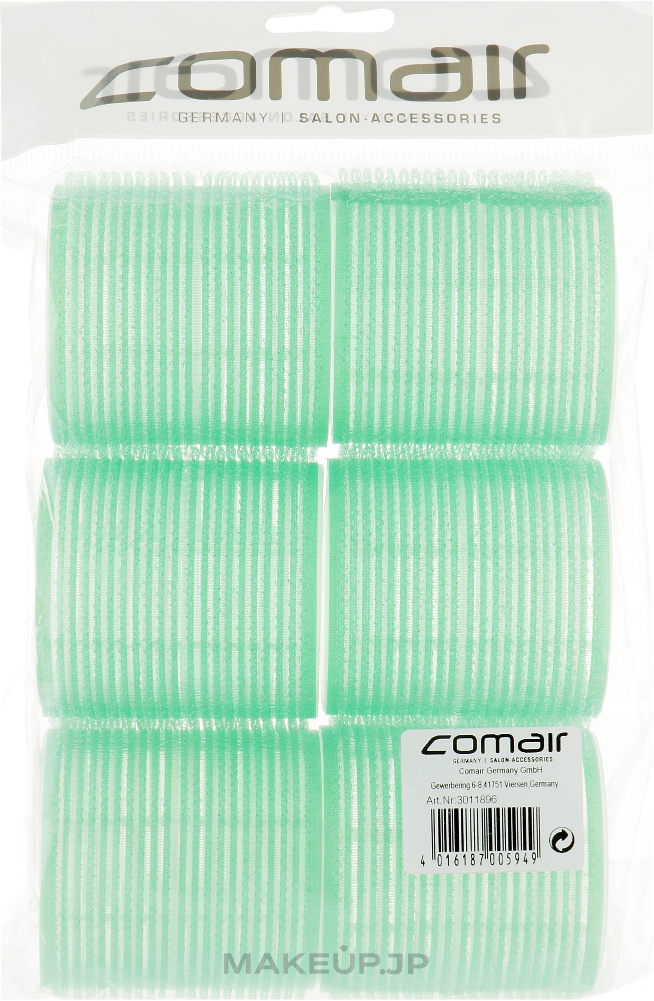 Jumbo Velcro Curlers, green, d61 - Comair — photo 6 szt.