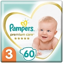 Pampers Premium Care Diapers Size 3 (Midi), 6-10kg, 60 pcs - Pampers — photo N2