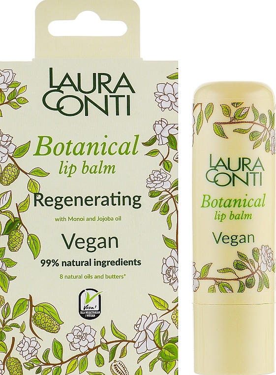 Repairing Lip Balm with Monoi & Jojoba Oil - Laura Conti Botanical Vegan Regenerating — photo N1