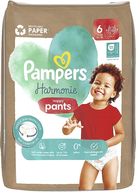 Harmonie ナッピー パンツおむつ、サイズ 6、15 kg 以上、19 個。 - Pampers	 — photo N2