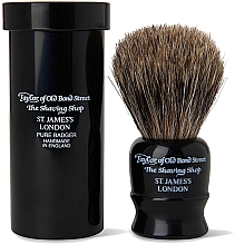 Shaving Brush, 8,5 cm, with travel case, black - Taylor of Old Bond Street Shaving Brush Pure Badger — photo N1