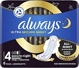 Sanitary Pads, size 4, 6 pcs - Always Ultra Secure Night — photo N1