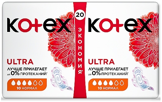 Sanitary Pads, 20 pcs - Kotex Ultra Dry Normal Duo — photo N3