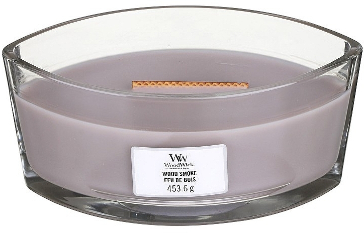 Scented Candle in Glass - Woodwick Hearthwick Flame Ellipse Candle Wood Smoke — photo N3