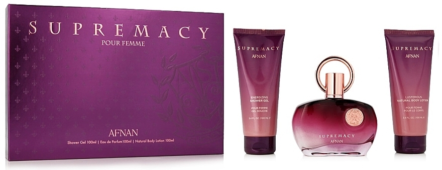 Afnan Perfumes Supermacy Femme Purple - Set (edp/100ml + sh/gel/100ml + b/lot/100ml) — photo N1