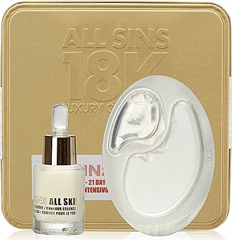 Set - All Sins 18k All Skin Eye Rescue 21 Days Intensive Treatment (eye/essence/15ml + eye/mask/3x2pcs) — photo N1