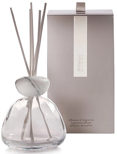 Fragrance Diffuser without Filling, 400 ml, white lid - Millefiori Milano Marble Glass Clear Diffuser White Cap — photo N3