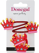 Fragrances, Perfumes, Cosmetics Hair Clips and Ties Set, FA-5663+1, red with crowns - Donegal