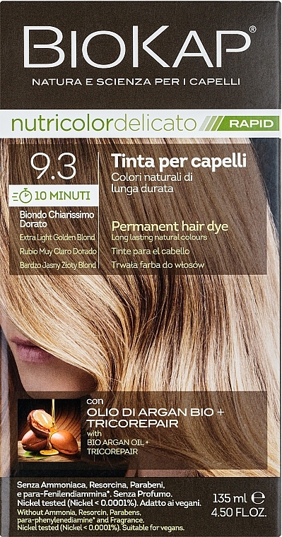 Hair Color - BiosLine Biokap Nutricolor Delicato Rapid (1.0) — photo N1