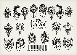 Fragrances, Perfumes, Cosmetics 3D Nail Stickers, black-white, Di863 - Divia Nail stickers "3D" black and white, Di863 (D-013.w)