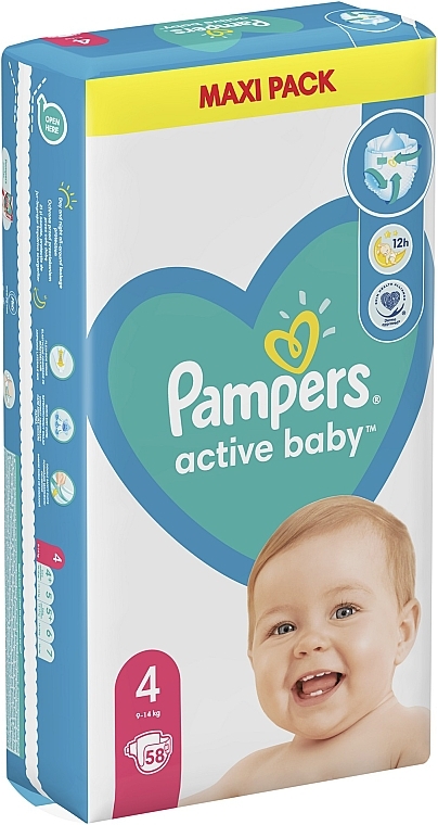 Diapers 'Pampers Active Baby' 4 (9-14 kg), 58 pcs - Pampers — photo N3
