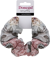 Fragrances, Perfumes, Cosmetics Elastic Hair Band, FA-5608, gray with flowers - Donegal