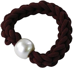 Twisted Hair Tie with Bead, brown - Lolita Accessories — photo N1