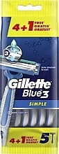 Fragrances, Perfumes, Cosmetics Disposable Razor Set - Gillette Blue3 Simple Disposable Razors 4+1