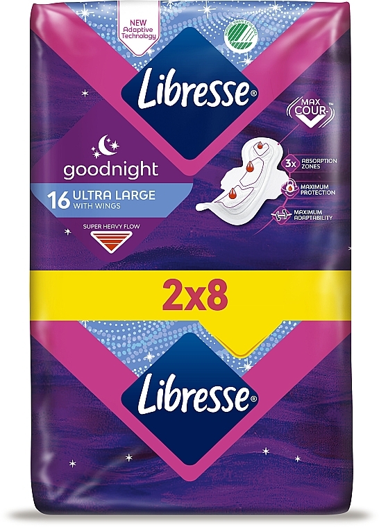 Sanitary Pads, 16 pcs - Libresse Ultra Goodnight Large + — photo N2