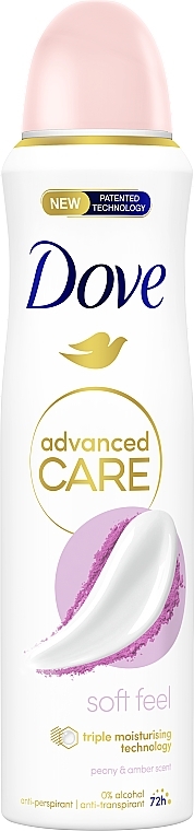 Antiperspirant Deodorant - Dove Advanced Care Peony & Amber Scent Antiperspirant Deodorant Spray — photo N1