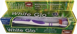 Fragrances, Perfumes, Cosmetics Set "Natural Herbs", with white-purple brush - White Glo Herbal White (t/paste/100ml + t/brush/1)