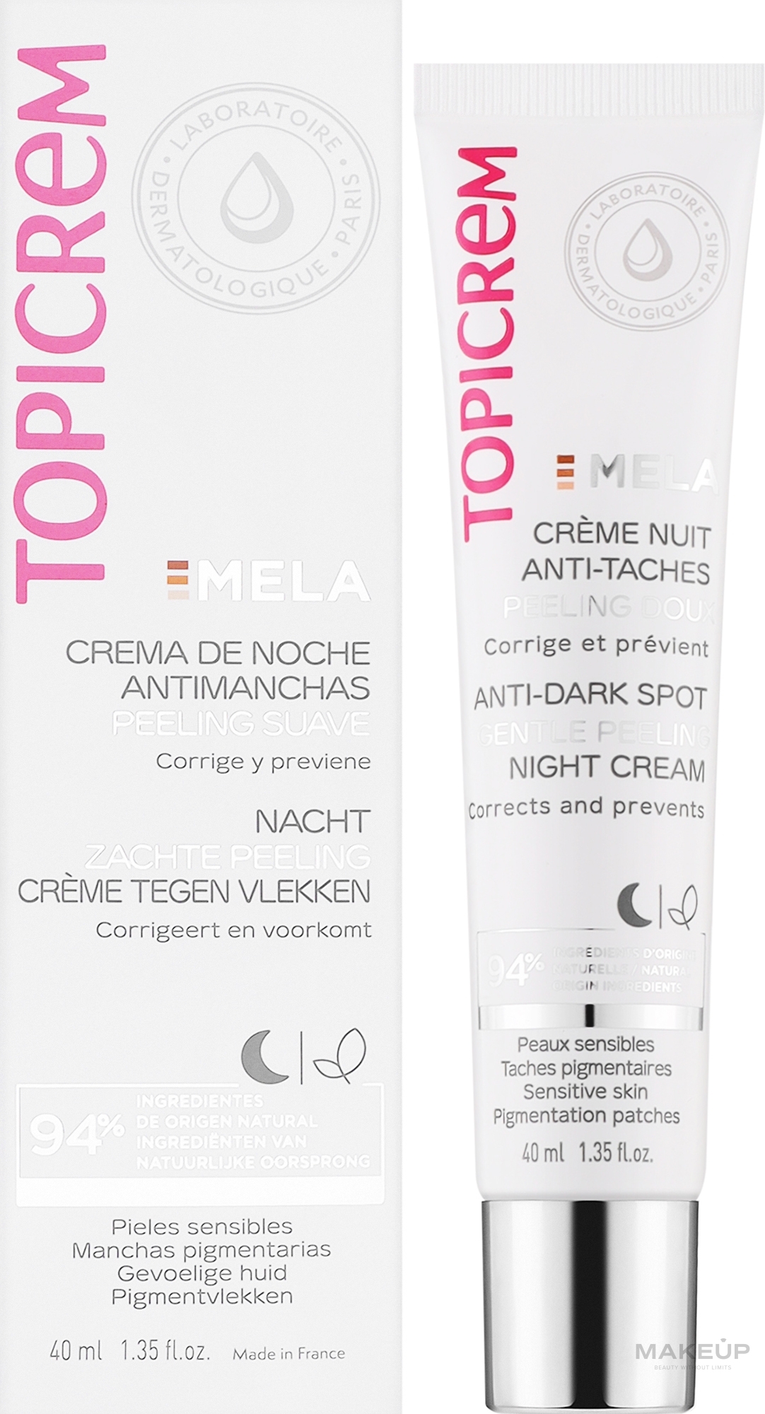 Night Face Peel - Topicrem Mela Anti-Dark Spot Gentle Peeling Night Cream — photo 40 ml