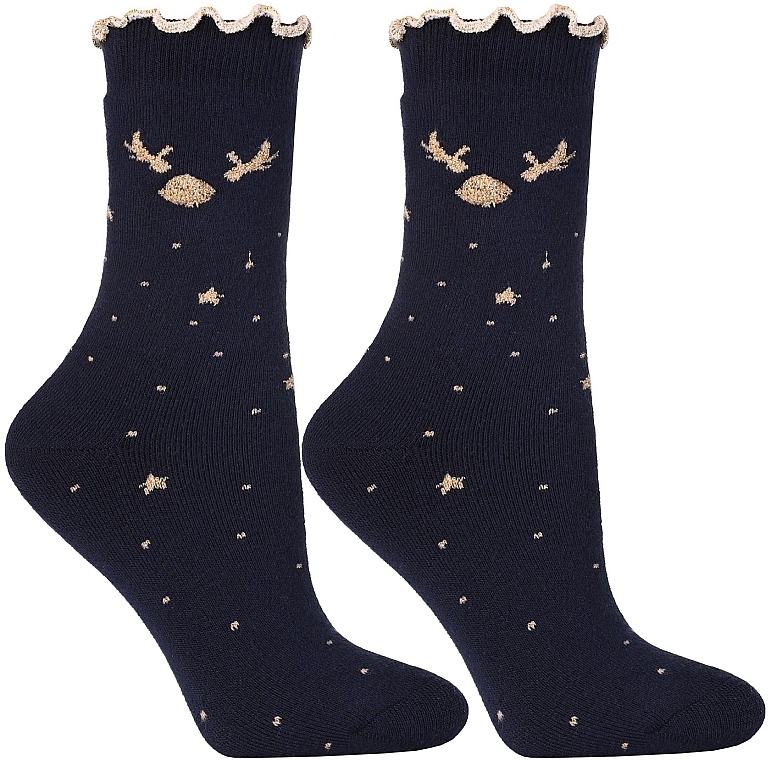 Women Christmas Socks, CSL300-092, blue - Moraj — photo N1