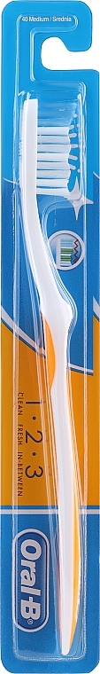 Toothbrush, 40 medium, orange - Oral-B 123 40 Medium — photo N2