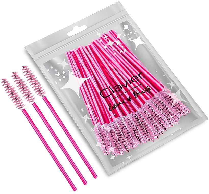 Lash & Brow Brush, dark pink with pink handle - Clavier — photo N1