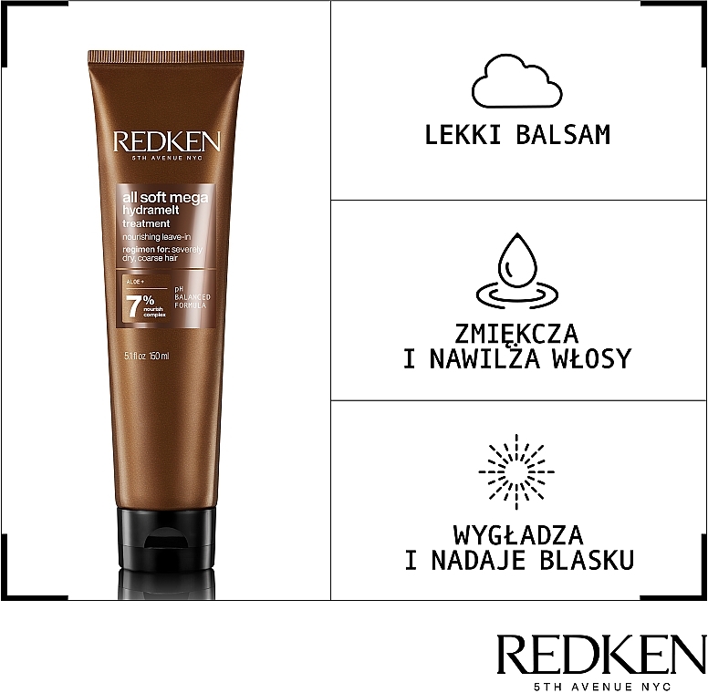 Leave-in Nourishing & Softening Care for Dry & Brittle Hair - Redken All Soft Mega HydraMelt Cream — photo N3