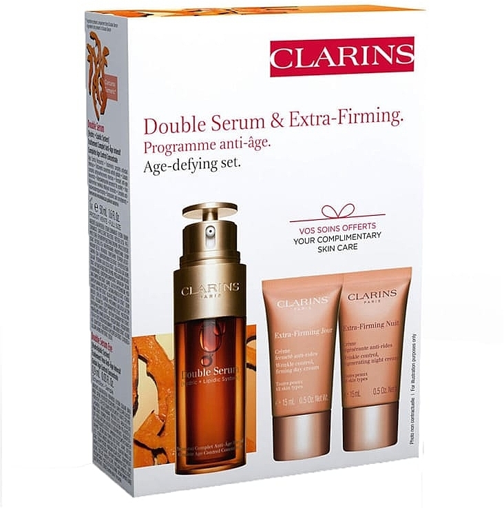 Set - Clarins Double Serum & Extra-Firming Set (ser/50ml + cr/2x15ml + eye/ser/0.9ml) — photo N1