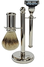Fragrances, Perfumes, Cosmetics Shaving Set - Golddachs Finest Badger, Mach3 Metal Chrome Handle (sh/brush + razor + stand)