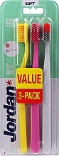 Fragrances, Perfumes, Cosmetics Soft Toothbrush, white + yellow + pink - Jordan Clean Smile Soft