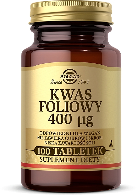 Food Supplement "Folic Acid", 400mcg - Solgar Health & Beauty Folate 666 MCG DFE — photo N1