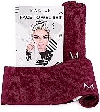 Face Towel Set, Burgundy - MakeUp — photo N1