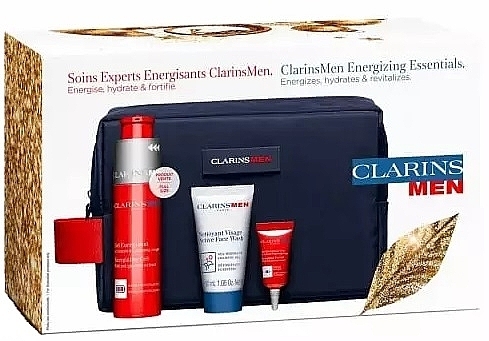 Set - Clarins Men Energizing Essentials (f/gel/50ml + eye/gel/3ml + f/wash/30ml + serum/sample/0.9ml + bag) — photo N3
