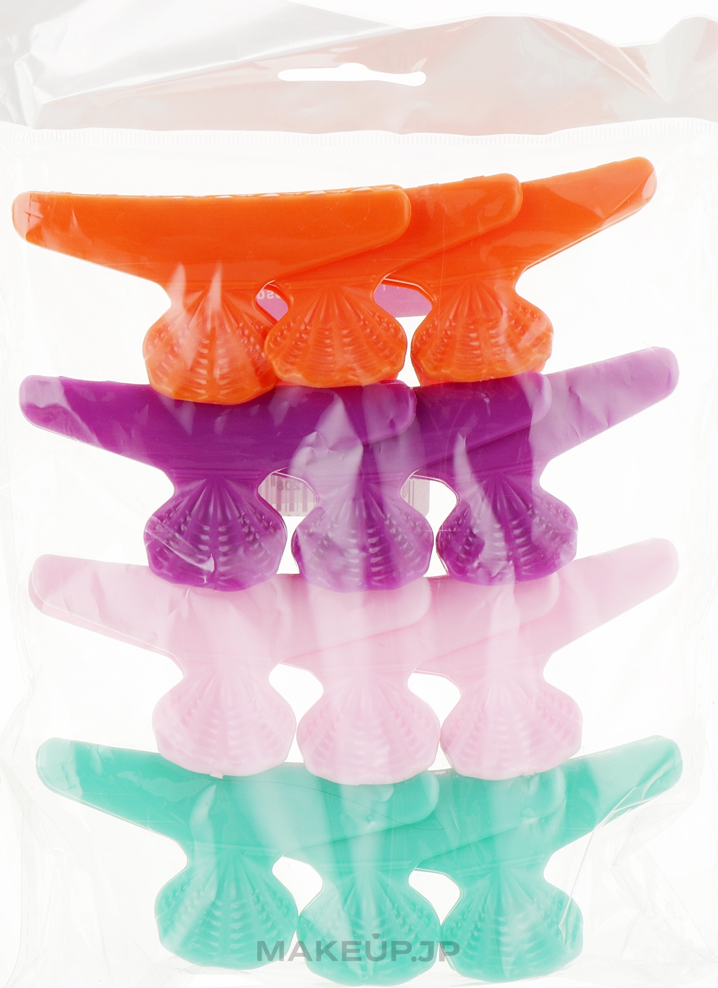 Fashion Hair Multi-Colored Plastic Clamp, purple+pink+orange+turquoise - Comair — photo 12 szt.