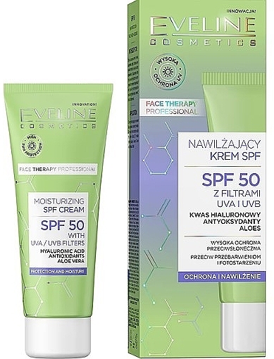 Moisturizing Facial Sunscreen - Eveline Face Therapy Proffesional Moisturizing SPF 50 Cream — photo N1
