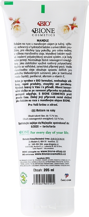 Hand Cream - Bione Cosmetics Mandle Cream — photo N2