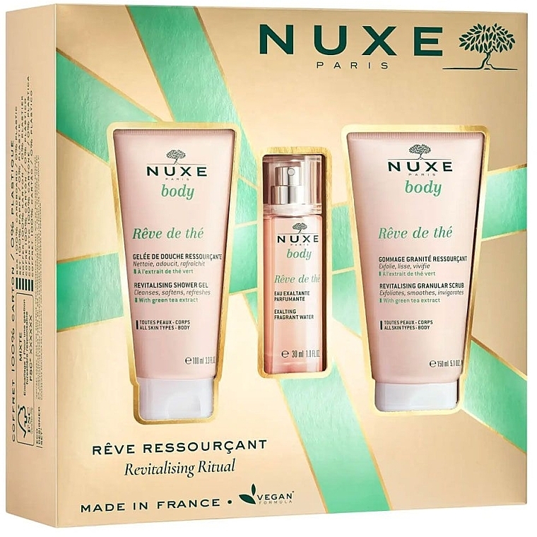 Bundle - Nuxe Reve De The Revitalizing Ritual (sh/gel/100ml + aromatic/water/30ml + b/scr/150g) — photo N1