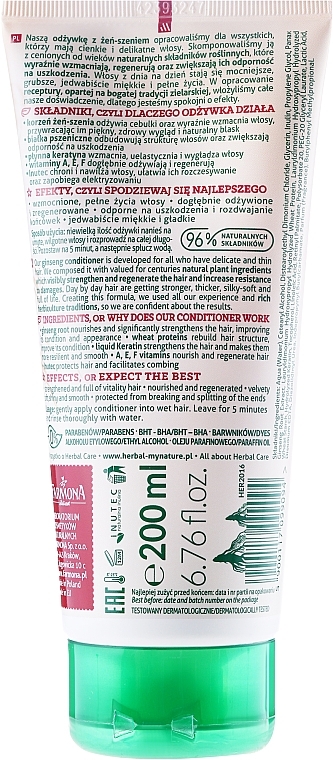 Hair Conditioner "Ginseng" - Farmona Herbal Care Conditioner — photo N2