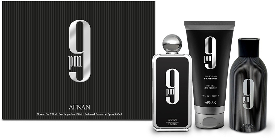 Afnan Perfumes 9 PM - Set (edp/100 ml + sh/gel/200 ml + deo/250 ml) — photo N1