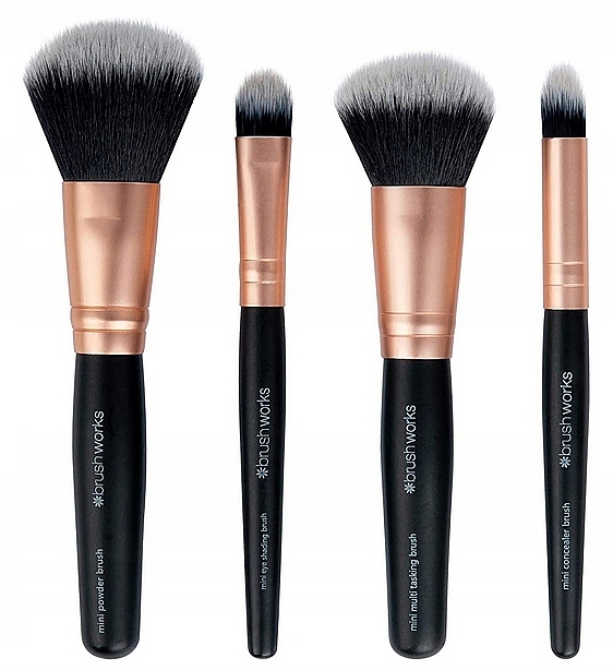 Makeup Brush Set, 8 pcs. + Cosmetic Bag - Brushworks Travel Makeup Brush Set — photo N2