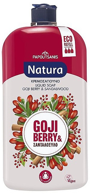 Sandalwood & Goji Berry Liquid Soap - Papoutsanis Natura Goji Berry & Sandalwood Liquid Soap Bottle Refill — photo N1