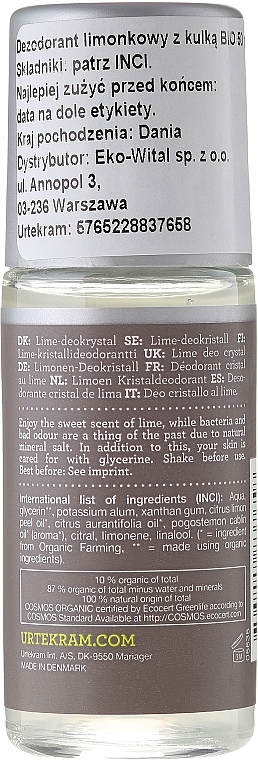 Roll-On Deodorant "Lime" - Urtekram Deo Crystal Lime — photo N2
