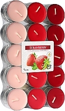 Strawberry Tealights, 30 pcs - Bispol Strawberry Scented Candles — photo N1