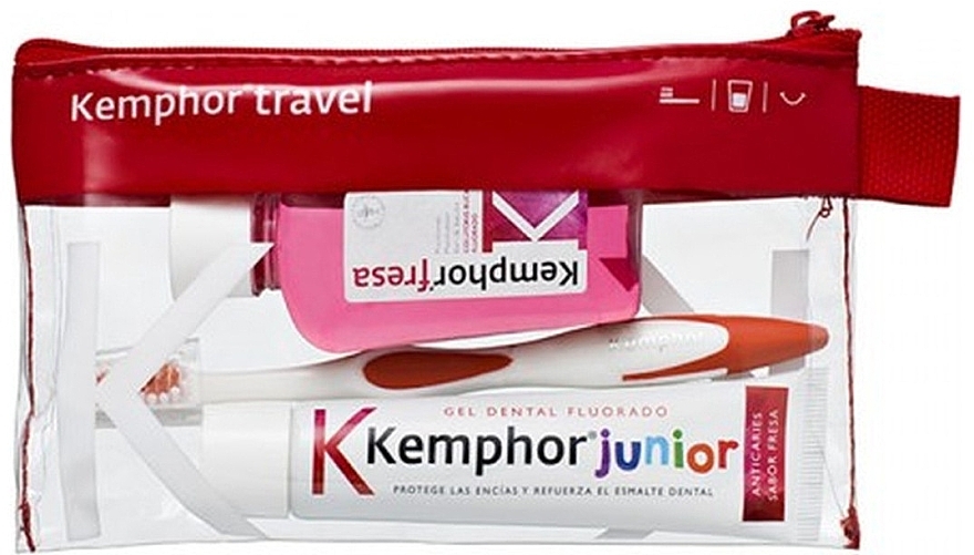 Set - Kemphor Junior Travel Set (toothpaste/25ml + mouthwash/50ml + tooth/br/1pcs) — photo N1