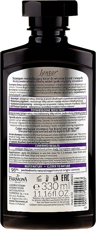 Color Repair Shampoo for Grey & Blonde Hair - Farmona Jantar Shampoo — photo N2